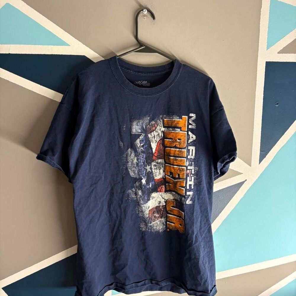 martin truex Nascar Men's Navy and Blue T-shirt